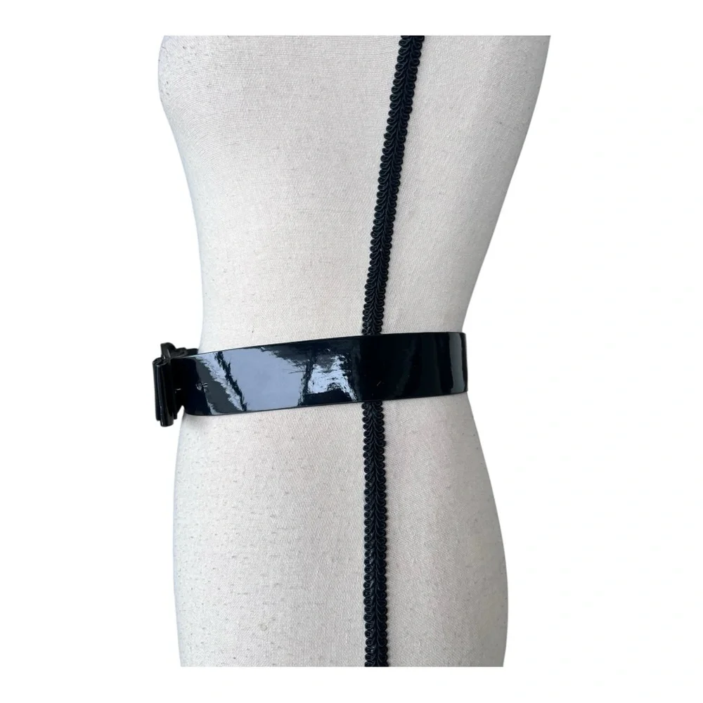 Vintage Glossy Black Fashion Belt Size 8